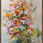 Vertikal Abstraktes Öl-Gemälde "Regenbogen"inkl.Rahmen