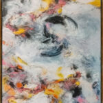 Handgemalt Vertikales Öl-Bild "Bulut"inkl. Rahmen