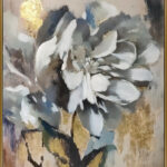 Vertikal Abstraktes Öl-Gemälde "Rose"inkl.Rahmen